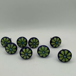 Floral Painted Ceramic Drawer Knobs set of 8